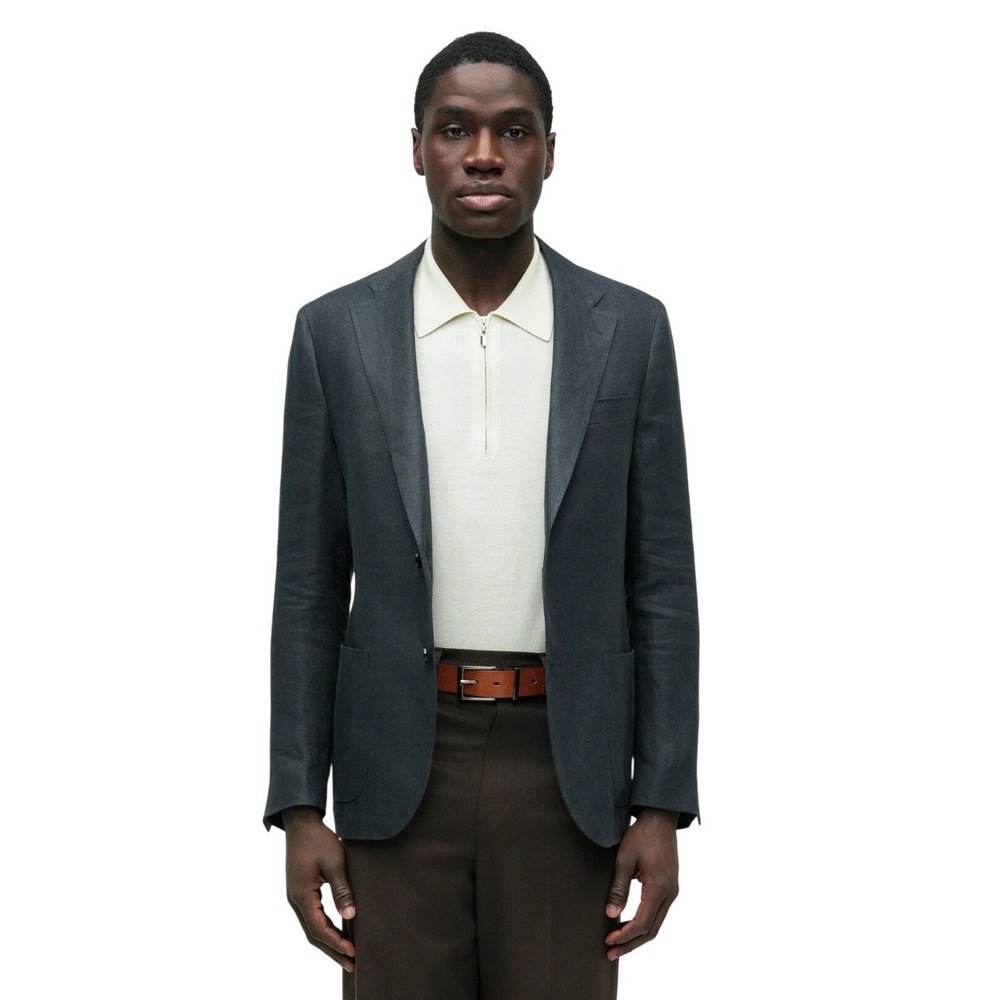 Lardini Navy Blue Single-Breasted Blazer Jacket Size 46 NWT $2060